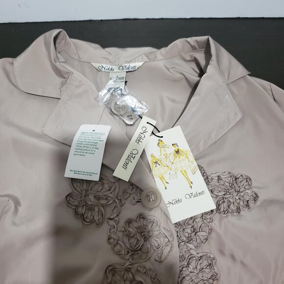 NWT Vtg Nikki Valenti Beige Silky Embroidered Jacket Blazer S $168 - Picture 9 of 13